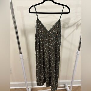 No Boundaries Dark Green Floral Dress